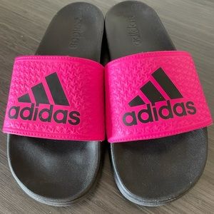 Hot pink Adidas Slides. Youth size 6.